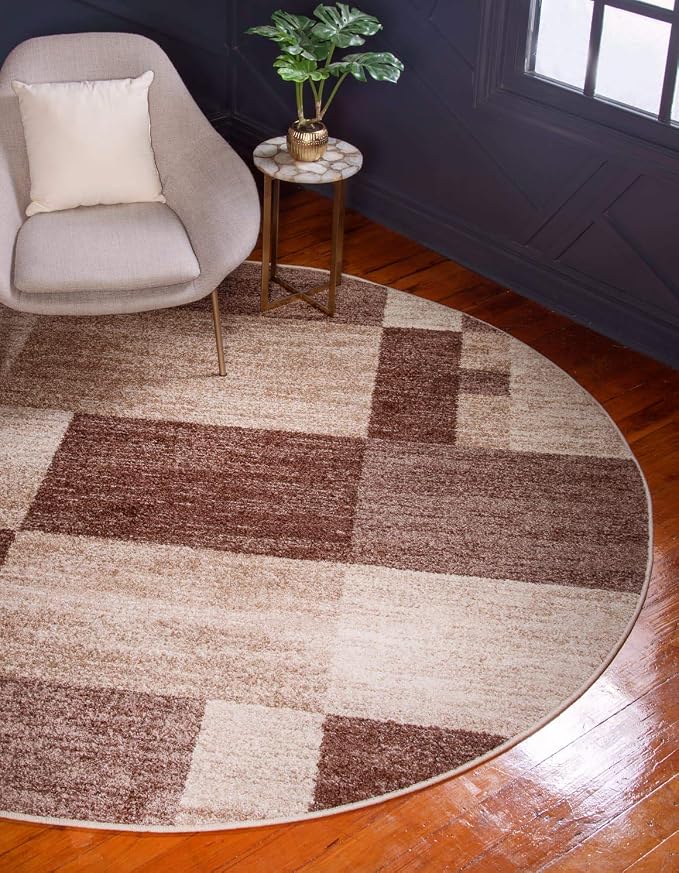 Unique Loom Autumn Collection Area Rug - Providence (3' 3" Round, Light Brown/ Beige)