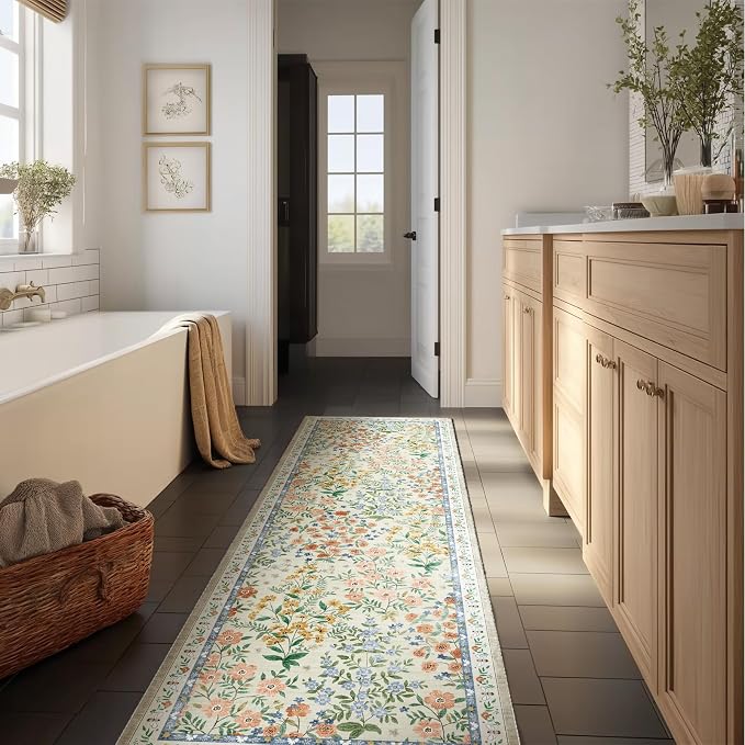 Washable Kitchen Rug Runners for Hallways: 2'x6' Entryway Rug with Non Slip Backing Low Pile Soft Indoor Floor Carpet Runner for Hallways Kitchen Laundry Room Bedroom