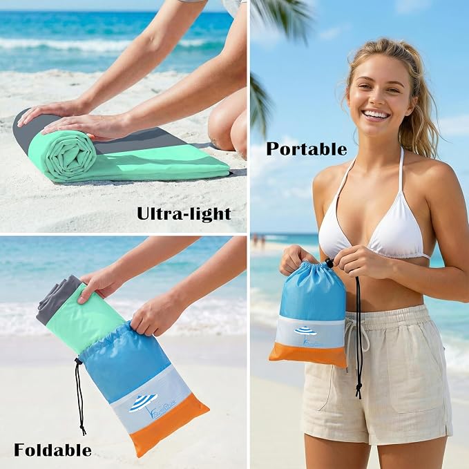 Famstar Beach Blanket Oversized Extra Large 78"X81"/10'X9',Waterproof Sandproof Beach Blanket 2-8 Adults Lightweight Durable for Travel Camping Hiking Picnic