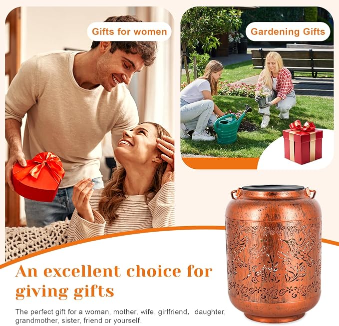 4Pack Hummingbird Solar Lanterns Outdoor Waterproof Christmas Gifts for Women Mom Grandma Garden Decor Metal Hanging Solar Lights for Yard Hummingbird Birthday Gardening Gifts