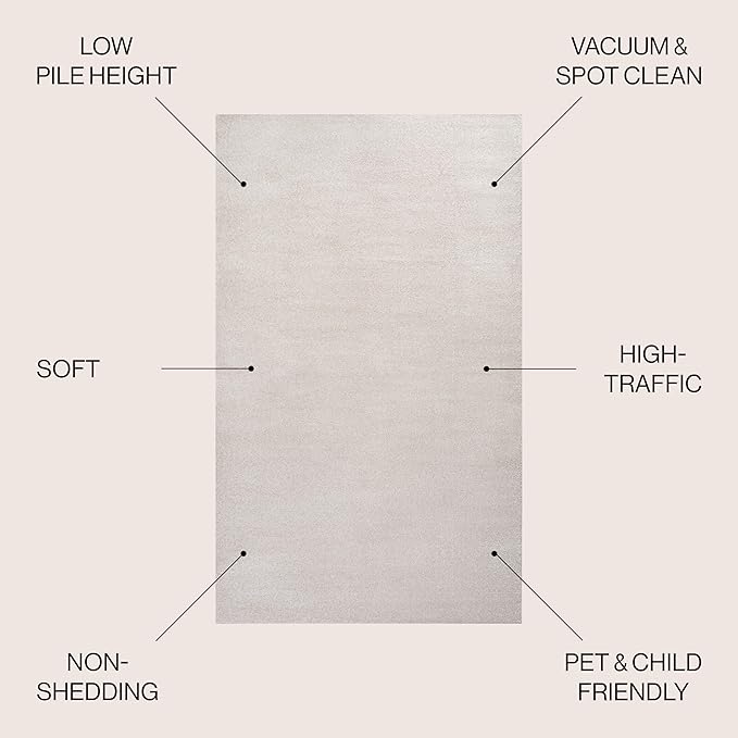JONATHAN Y Haze Solid Low-Pile Ivory 6x9 Oval Indoor Area Rug, Coastal,Bohemian,Minimalist,Classic, Easy-Cleaning for Living Room,Bedroom,Kitchen,Pet Friendly,Non-Shedding (SEU100D-6OV)