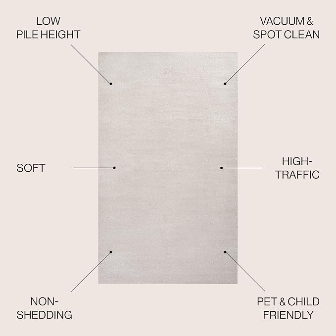 JONATHAN Y Haze Solid Low-Pile Ivory 9x9 Square Indoor Area Rug, Coastal,Bohemian,Minimalist,Classic, Easy-Cleaning for Living Room,Bedroom,Kitchen,Pet Friendly,Non-Shedding (SEU100D-9SQ)