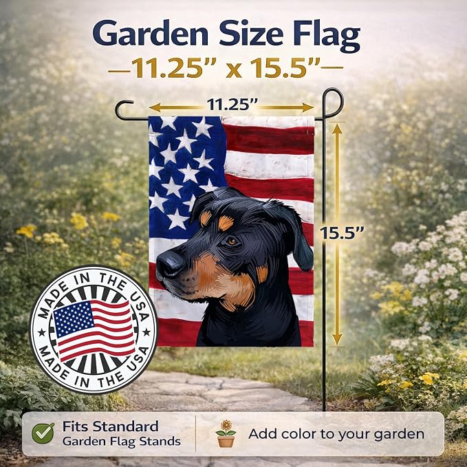 Caroline's Treasures CK6549GF Greek Harehound Dog American Flag Garden Flag Mailbox Flag Decorative Yard Flag Banner Outside Patio Artwork Yard Flower Beds, Garden Size, Multicolor