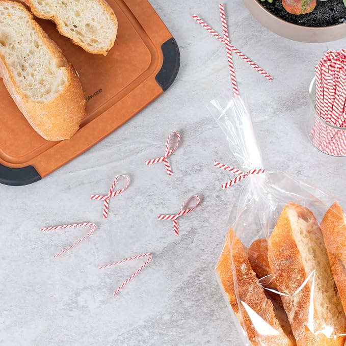 Restaurantware Twist Ties 5000 Pack of 4-Inch Reusable Paper Bag Ties Laminated Gripping Strong Red Flush-Cut Bread, Candy, Coffee, Cookie, Bakery Bag, Party, Gifts, Cake Pops, Packaging