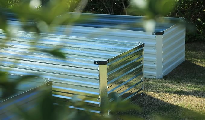 2PCS 10x3x1ft Galvanized Raised Garden Kit,Metal Planter Box,Silver | Outdoor Elevated Metal Planter Box For Vegetables, Flowers & Herbs. Rustproof Galvanized Steel, Open Drainage, Easy Assembly