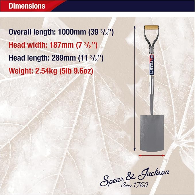 Spear & Jackson Neverbend Professional Digging Spade – Heavy-Duty Forged Carbon Steel Garden Spade for Tough Soil and Precision Digging
