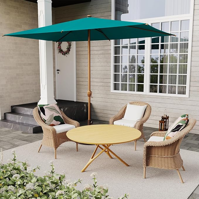 Abba Patio 6.5FT Outdoor Patio Umbrella Outdoor Table Umbrella with Crank Market Umbrella 6 Sturdy Ribs UV Protection Waterproof and Push Button Tilt for Garden Deck Backyard Pool,Nordic Blue