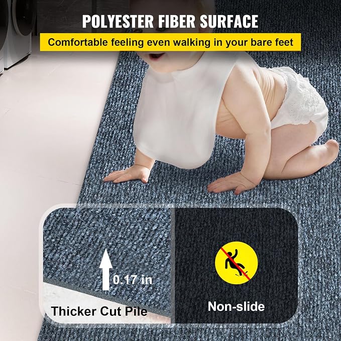 Happybuy 6 ft x 39 ft Grey Marine Carpet for Boats Waterproof - 0.18" Thick Indoor Outdoor Rug Carpet Roll for Home Patio Porch Deck