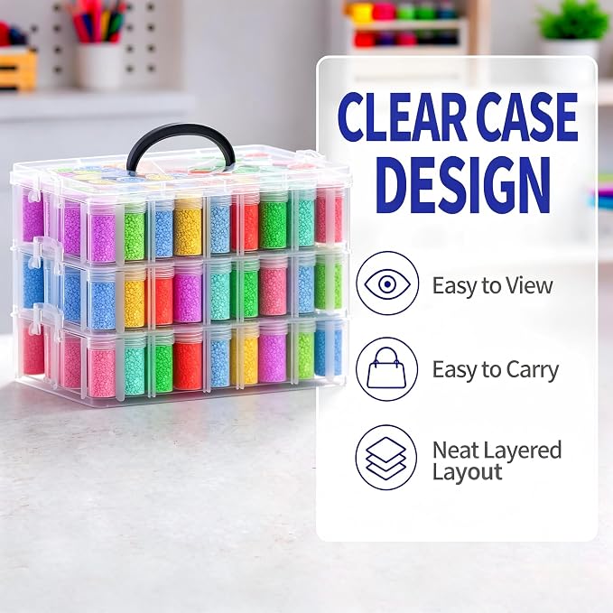 3-Tier Diamond Painting Storage Box,156 Slot Diamond Art Storage，Suitable for Pills, Seed, DIY Diamond Art Storage Containers