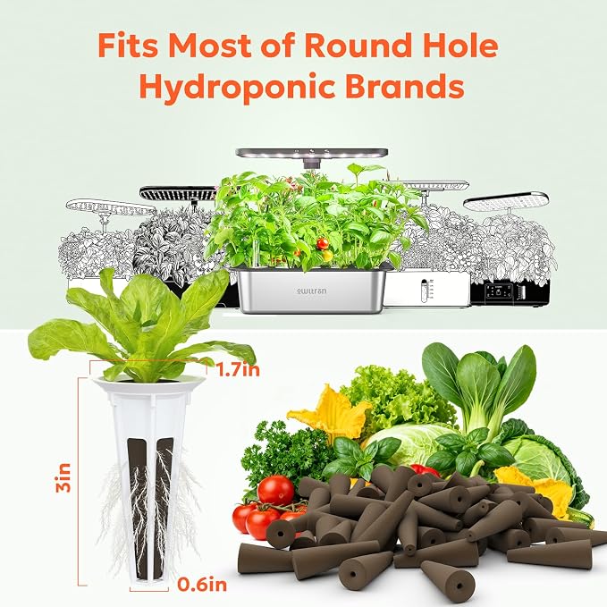 Owltron 165 Pcs Hydroponic Seed Pods Kits, Grow Anything Kit Pod for Indoor Herb Garden with 50 Sponges, 4 A&B Nutrient Plant Food, 30 Baskets, 50 Stickers, 30 Germination Domes, 1 Tweezer