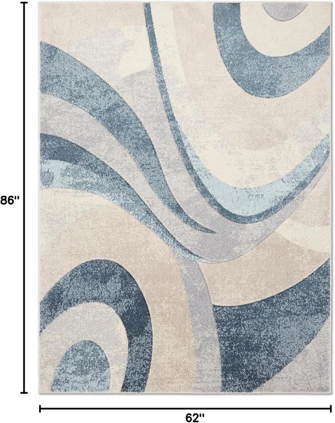 Home Dynamix Tribeca Slade Modern Area Rug, Abstract Blue 5'2"x7'2"