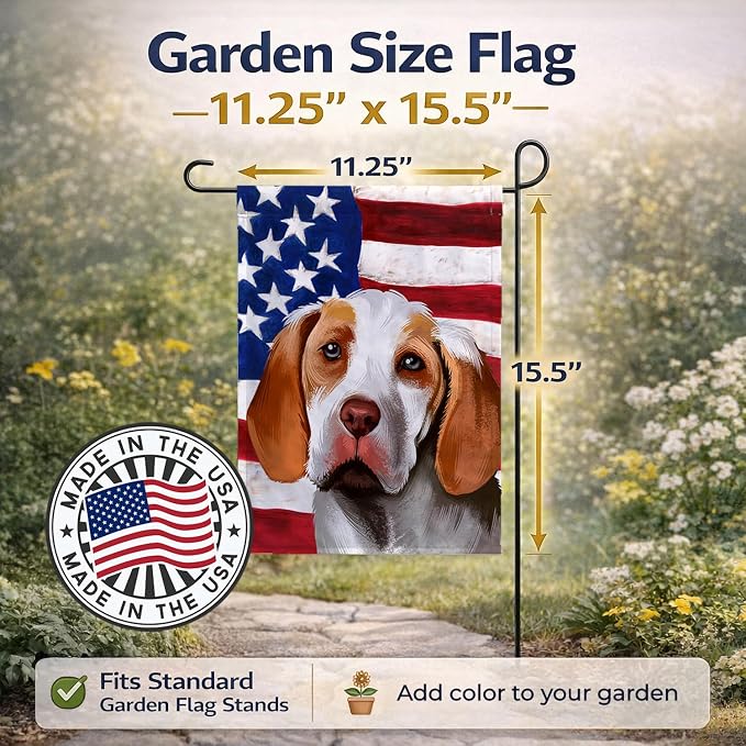 Caroline's Treasures CK6406GF Ariege Pointer Dog American Flag Garden Flag Mailbox Flag Decorative Yard Flag Banner Outside Patio Artwork Yard Flower Beds, Garden Size, Multicolor