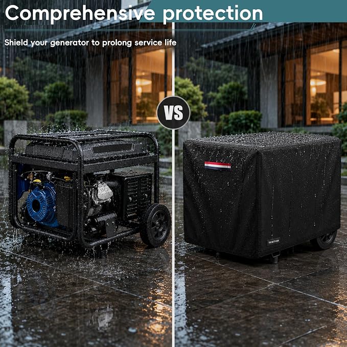 Waterproof Generator Cover,600D Heavy-Duty Oxford Fabric, Dustproof and Waterproof Protection for Generators (Red White Blue, 28''Lx26''Wx24''H)