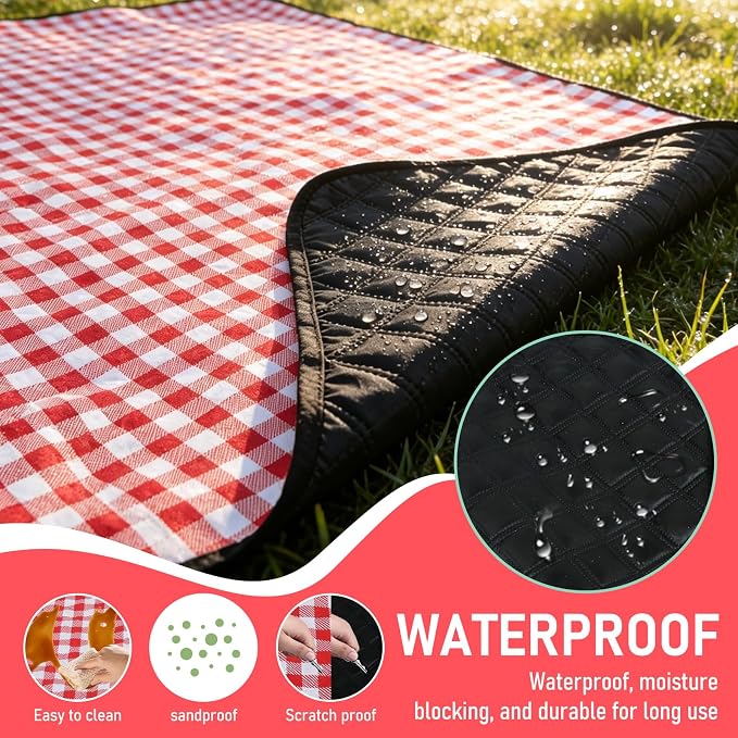 Picnic Blankets Waterproof Sandproof, Extra Large Waterproof Sandproof Foldable Compact Beach Blanket, Easily Foldable and Portable Picnic Mat, Lawn Blanket for Concert, Grass, Hiking, Travel, Indoor