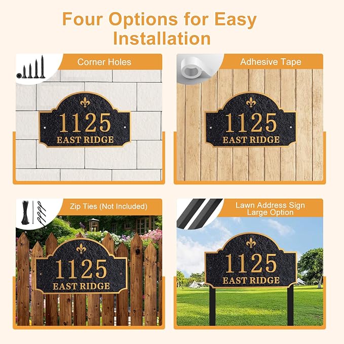 Personalized Address Plaque,Custom Address Sign for House,Home,Street, Yard, Garden,Apartment,Hotel,Office,Driveway Outside House Number Sign,STYLE 2