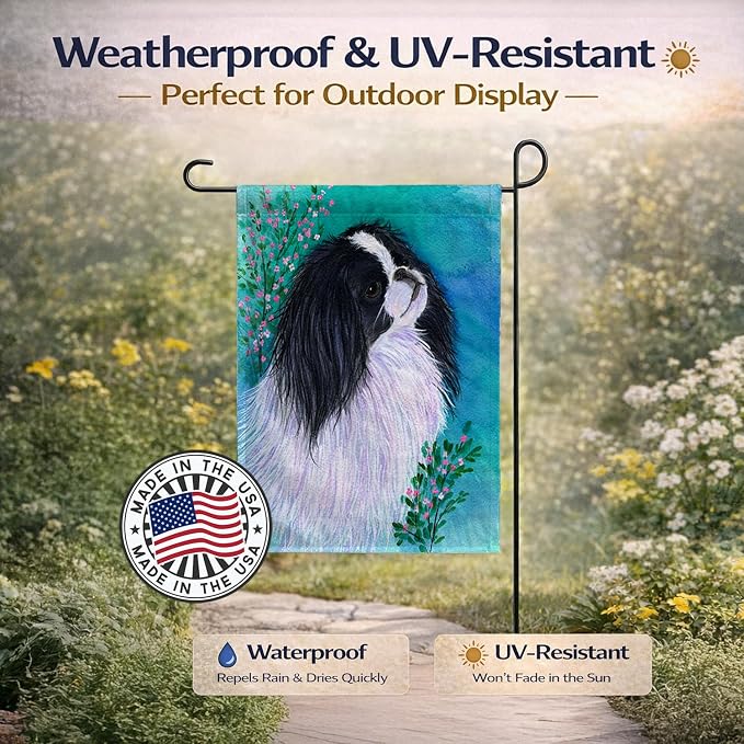 Caroline's Treasures SS8134GF Japanese Chin Garden Flag Mailbox Flag Decorative Yard Flag Banner Outside Patio Artwork Yard Flower Beds, Garden Size, Multicolor