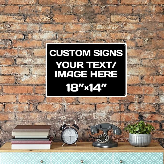 Custom Aluminum Weatherproof Metal Sign - 18 * 12Inch, Personalized Text & Picture, Black & White Traffic Regulation Horizontal Sign