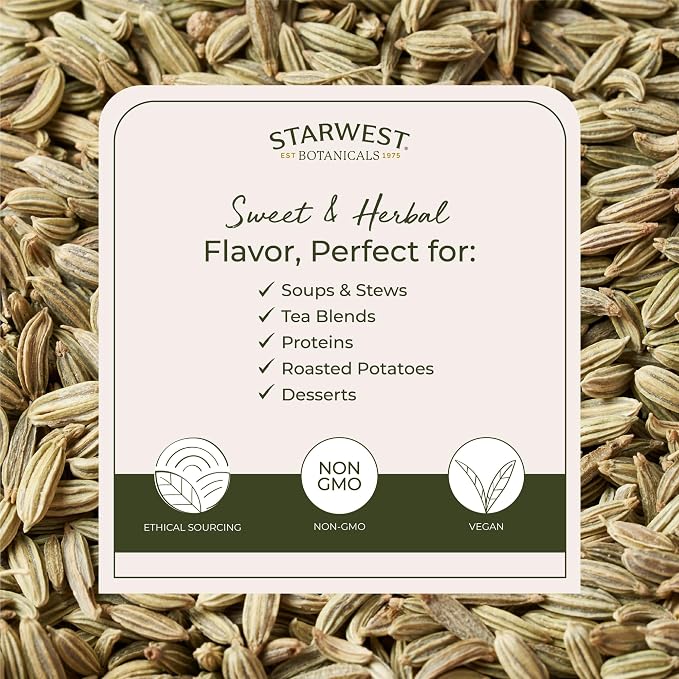 Organic Fennel Seed Starwest Botanicals 1 lbs Seeds