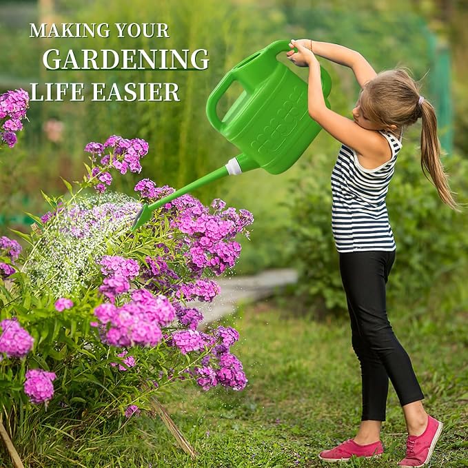 2 Gallon Watering Can for Outdoor Plants, Modern Watering Cans for House Plant Garden Flower, Plastic Watering Cans with Removable Nozzle and Long Spout