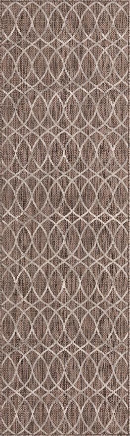 Unique Loom Outdoor Trellis Collection Area Rug - Gitter (2' 11" x 10' Runner, Brown/ Ivory)