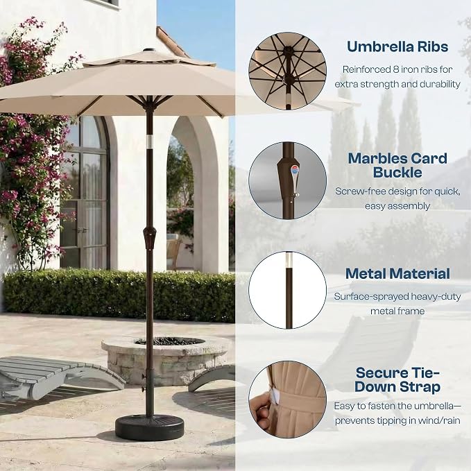 10FT Patio Umbrella, 2 Tier Outdoor Table Umbrella, Large Vented Market Umbrellas with Push Button Tilt and Crank, 8 Sturdy Ribs for Backyard, Deck, Pool, UPF50+ UV Protection