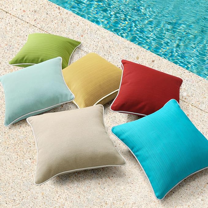 Unimatta Decorative Outdoor Water Repellent Throw Pillows with Inserts, Set of 4, 18" x18" Pillows for Patio, Backyard, Bed, Couch, and Patio Furniture, Yellow Brown