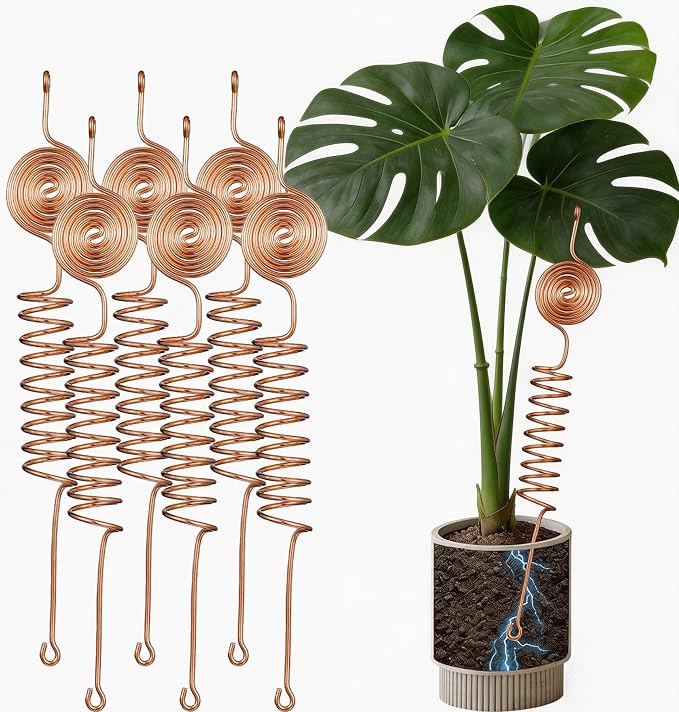 Electroculture Copper Gardening Antenna Kit，10-Gauge 99% Copper Wire Electroculture Plant Stakes Tensor Rings Kit (6 Pack)