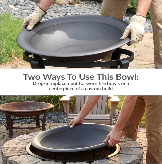 Sunnydaze Round Steel Outdoor Fire Pit Bowl Replacement Insert for DIY Ring or Existing Stand - Wood-Burning Backyard Patio Firepit for Outside - 39" Outer / 30" Inner Diameter - Black
