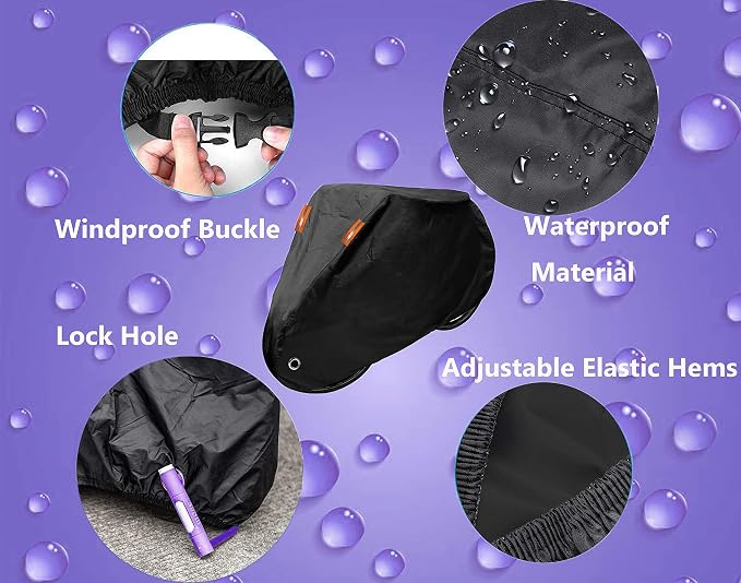 Bike Cover for 1,2 or 3 Bikes Waterproof Bicycle Cover Outdoor Bike Storage Covers XL XXL 420D Heavy Duty Rain Sun UV Wind Proof for Mountain Road Electric Bike etc