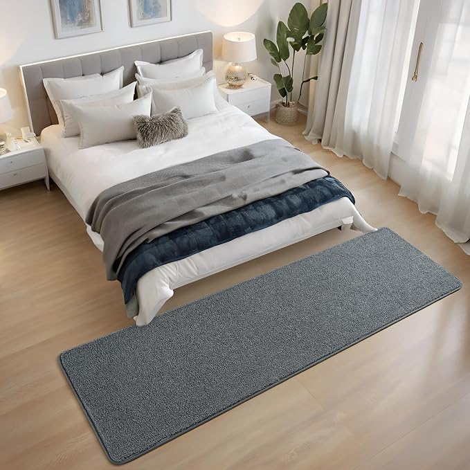 Dark Grey 2x6 Hallway Runner Rug | Washable Memory Foam, Low Pile Non Slip Indoor Carpet for Bedroom Bedside Entrance Classroom College Dorm Room Home Decor