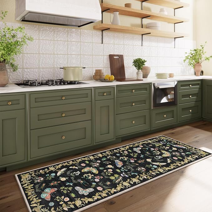 Washable Runners for Hallways Kitchen Rugs: 2'x6' Runner Rug Stain Resistant Non Slip Low Pile Soft Carpet Runners for Hallways Indoor Entryway Kitchen Laundry Room Bedroom Bedside Farmhouse