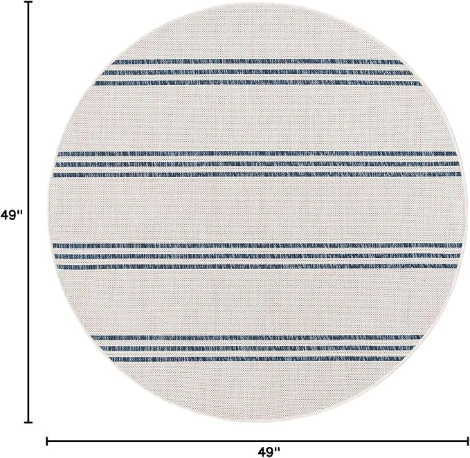 Unique Loom Jill Zarin Outdoor Collection Area Rug - Anguilla (4' 1'' Round, Ivory/ Blue)