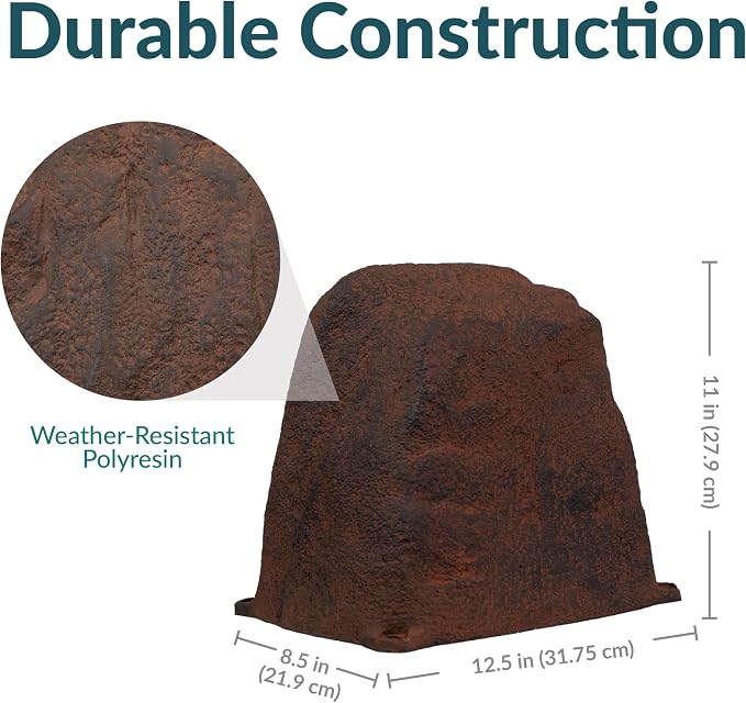 Sunnydaze 11” H Small Faux Landscape Rock Cover - Lightweight Polyresin Fake Rock Well Pump Cover for Outside – Realistic Natural Texture – Brown - Set of 2