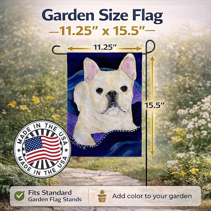 Caroline's Treasures SS8126GF French Bulldog Garden Flag Mailbox Flag Decorative Yard Flag Banner Outside Patio Artwork Yard Flower Beds, Garden Size, Multicolor