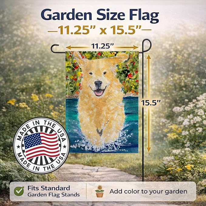Caroline's Treasures SS8978GF Golden Retriever Garden Flag Mailbox Flag Decorative Yard Flag Banner Outside Patio Artwork Yard Flower Beds, Garden Size, Multicolor