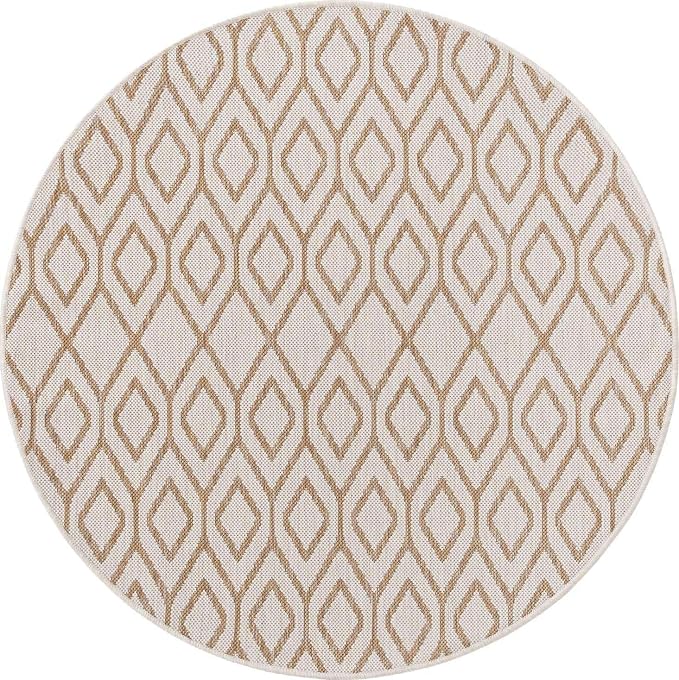 Jill Zarin Outdoor Collection Area Rug - Turks and Caicos (4' Round Beige/Brown)