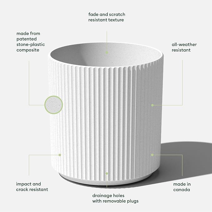 Veradek Demi 20 in. Round White Plastic Planter DMV20W