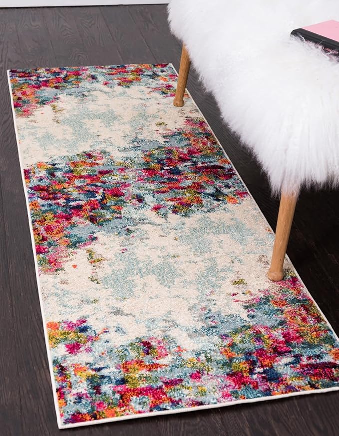 Unique Loom Chromatic Collection Area Rug - Joyous (2' x 8' Runner Multi/Blue)