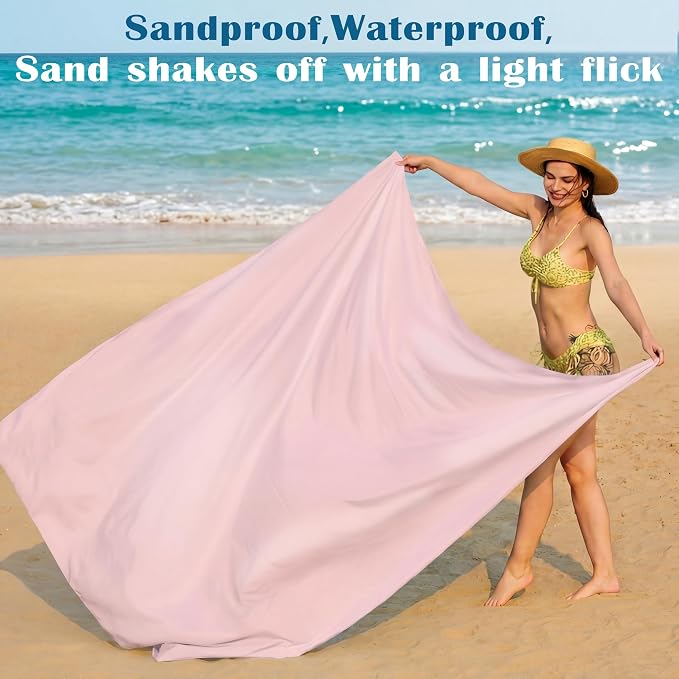Famstar Beach Blanket Oversized Extra Large 78"X81"/10'X9',Waterproof Sandproof Beach Blanket 2-8 Adults Lightweight Durable for Travel Camping Hiking Picnic