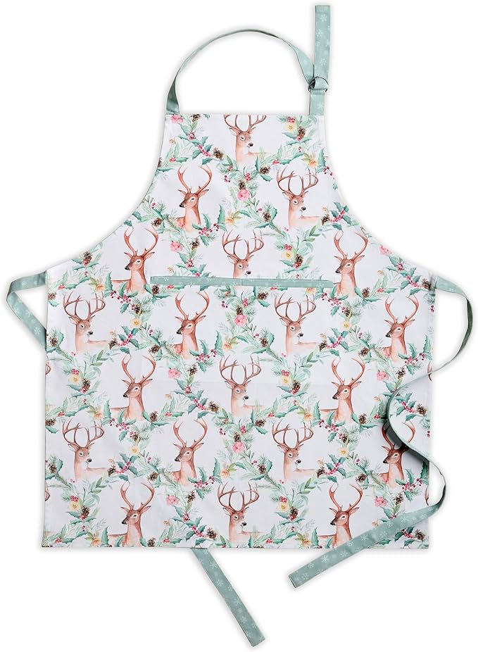 Maison d' Hermine Aprons for women with Pocket 100% Cotton (27.50"x31.50") | Adjustable Neck Strap & long ties Apron Men Chef Wedding Cooking Gardening Server Maid