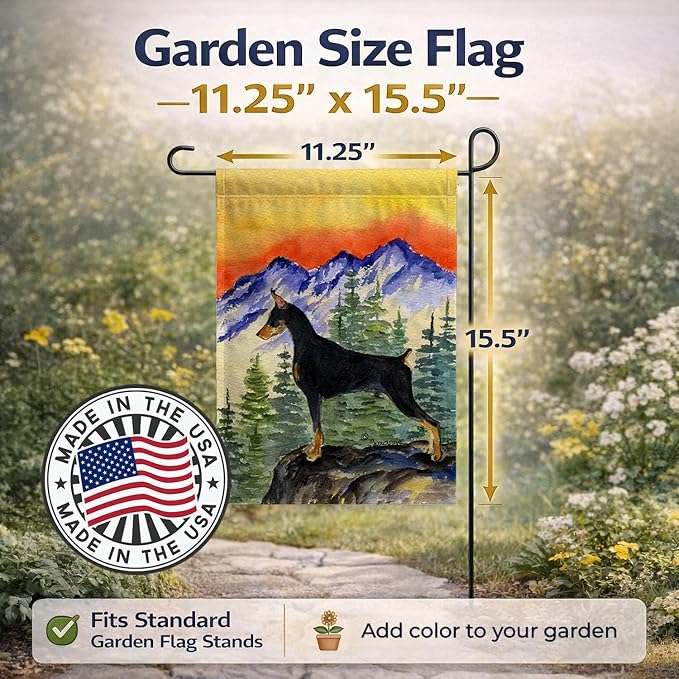 Caroline's Treasures SS8284GF Doberman Garden Flag Mailbox Flag Decorative Yard Flag Banner Outside Patio Artwork Yard Flower Beds, Garden Size, Multicolor