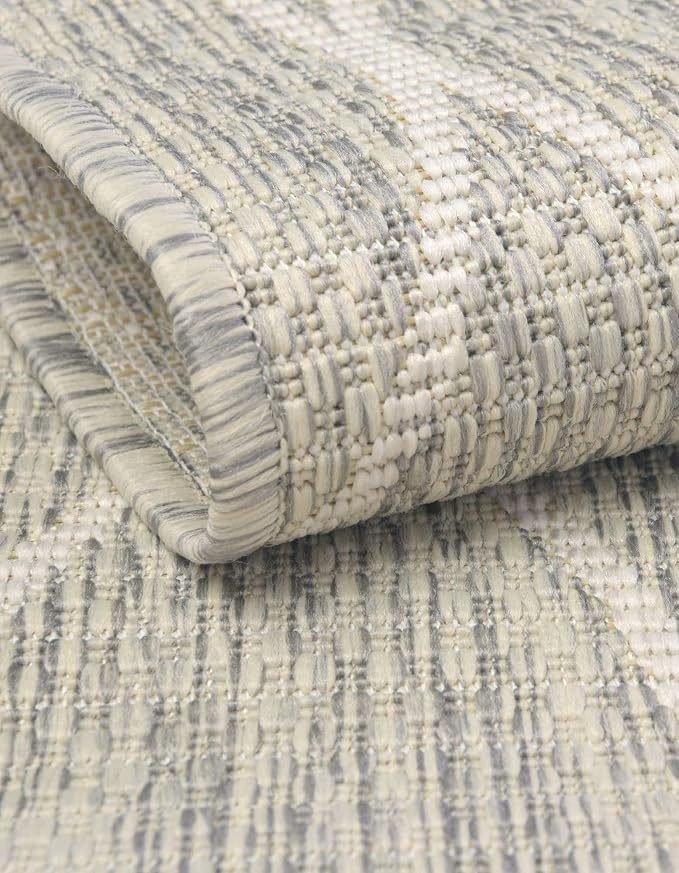 Unique Loom Outdoor Trellis Collection Area Rug - Gitter (9' x 12' Rectangle, Light Gray/ Ivory)