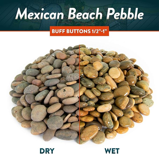 Mexican Beach Pebbles | 2000 Pounds of Smooth Unpolished Stones | Hand-Picked, Premium Pebbles for Garden and Landscape Design | Buff Buttons, 1/2 Inch - 1 Inch