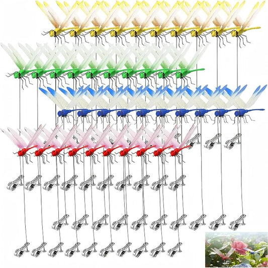 Dragon Fly Clips for Bugs Repellent, 3D Dragonfly Garden Stakes Decor - Dragonfly Clips to Keep Bugs Away, for Outdoor Garden Decoration & Hat Clip Accessories (40pcs)