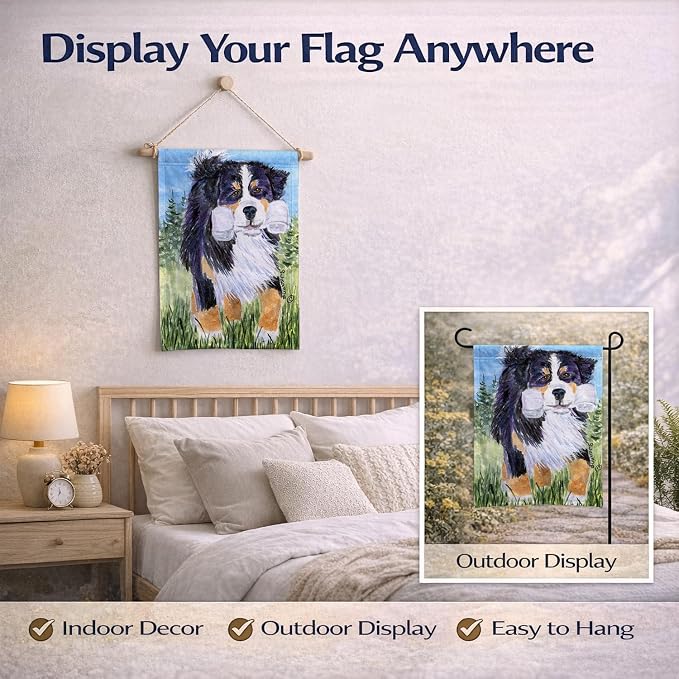 Caroline's Treasures SS8860GF Bernese Mountain Dog Garden Flag Mailbox Flag Decorative Yard Flag Banner Outside Patio Artwork Yard Flower Beds, Garden Size, Multicolor