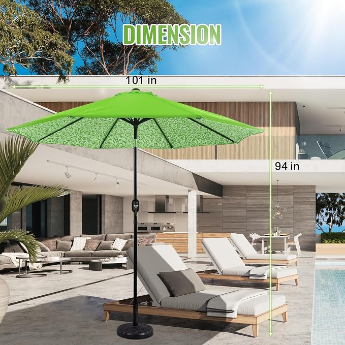 Backyard Expressions 9 ft. Patio Umbrella, Market Table Umbrella w/Tilt and Crank, 8 Ribs