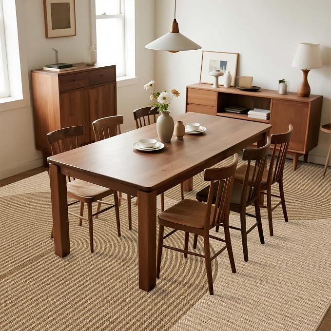 Easy Jute Rug 8x10 Outdoor: Natural Area Rugs for Patio Linen-Look Durable - Neutral Large Washable Carpet for Living Room Bedroom Dining Room Non-Slip - Geometric Arch Pattern