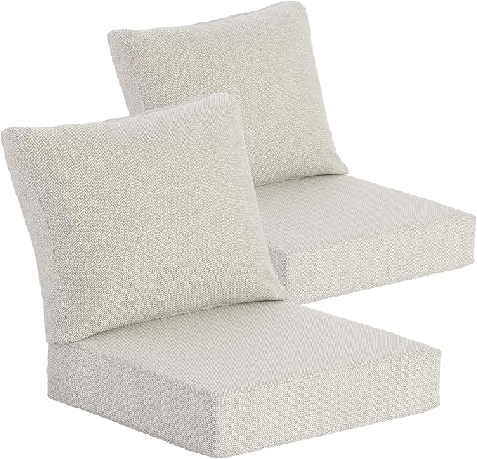 Goodgoods 22 x 24 Outdoor Patio Deep Seat Cushions 2-Pack, 1000+ Hours Fade-Resistant & Water-Resistant Outdoor Furniture Chair Cushions with 35D High-Resilience Foam for Sofa Chair, Light Gray
