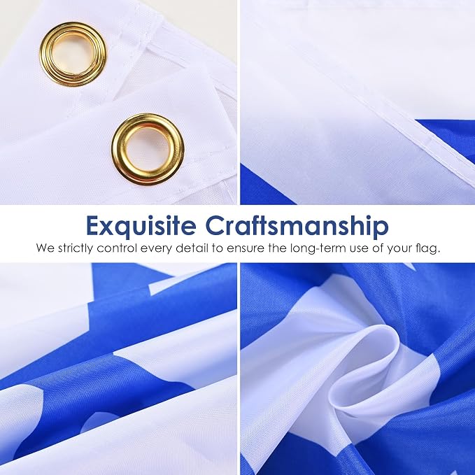 AhfuLife Greece Flag 3x5 Ft, Large Greek National Flags for Outside - Double Side with Brass Eyelets for Greece Party Decorations, Soccer Party Bar Garden Decoration Indoor Outdoor