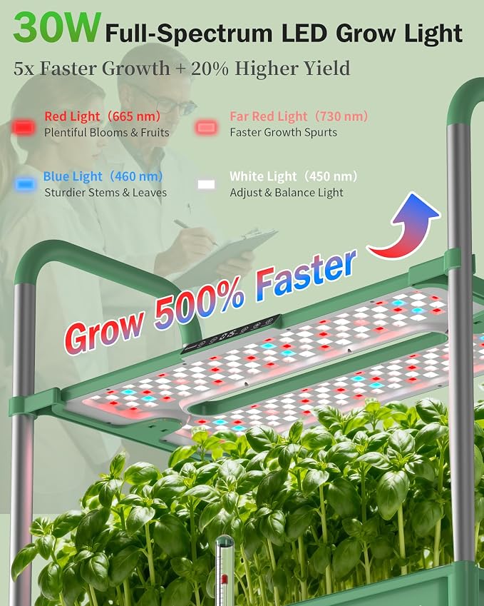 Growell 81 Pods Hydroponics Growing System Kit with Independent Water Pump | Vertical Indoor Herb Garden with 2 Light Modes & 2 Timer, Smart Water Circulation, 42L Water Tank, Movable & Space-Saving